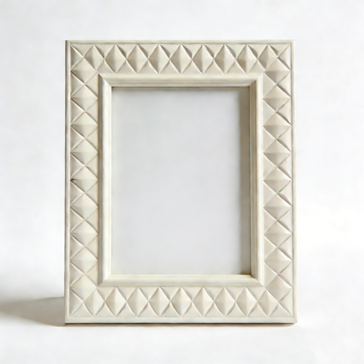 Geometric Diamond Relief White Photo Frame