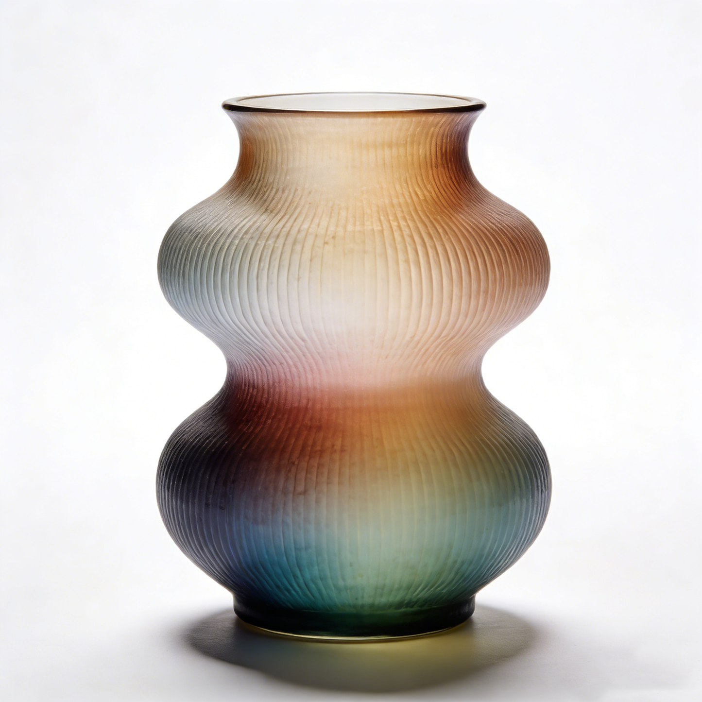 Gradient Rainbow Pattern Gourd-Shaped Glass Vase