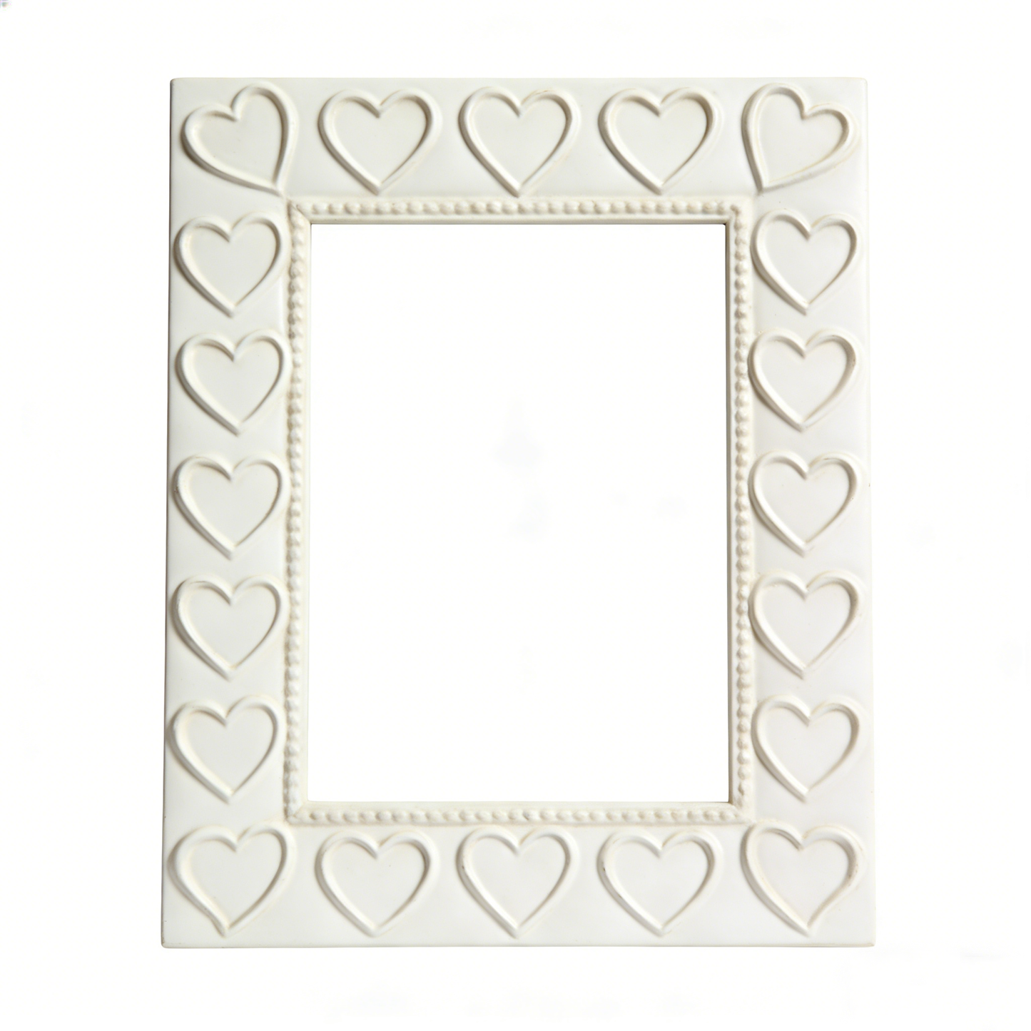 Heart Relief White Photo Frame