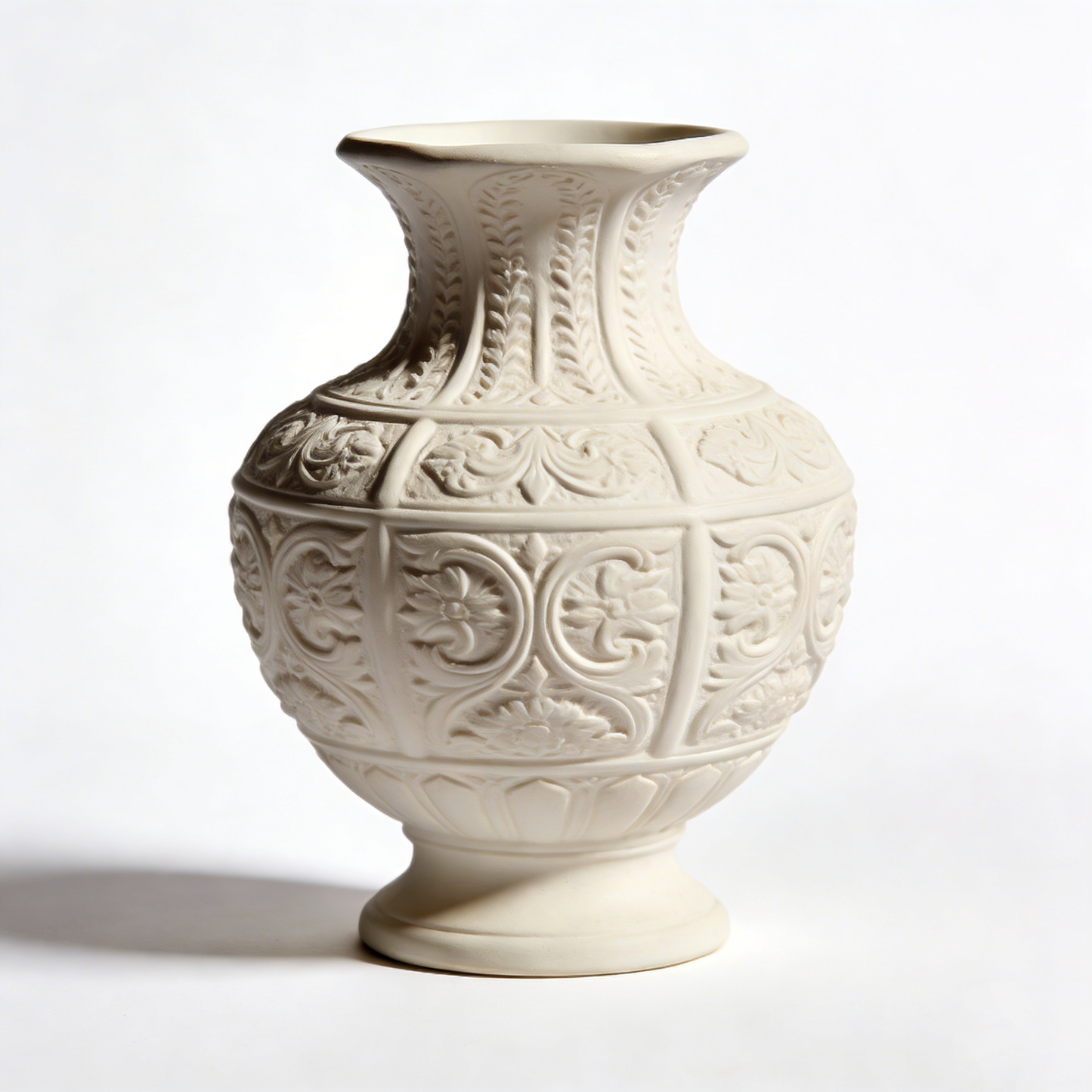 European Style Relief Pattern White Porcelain Display Vase