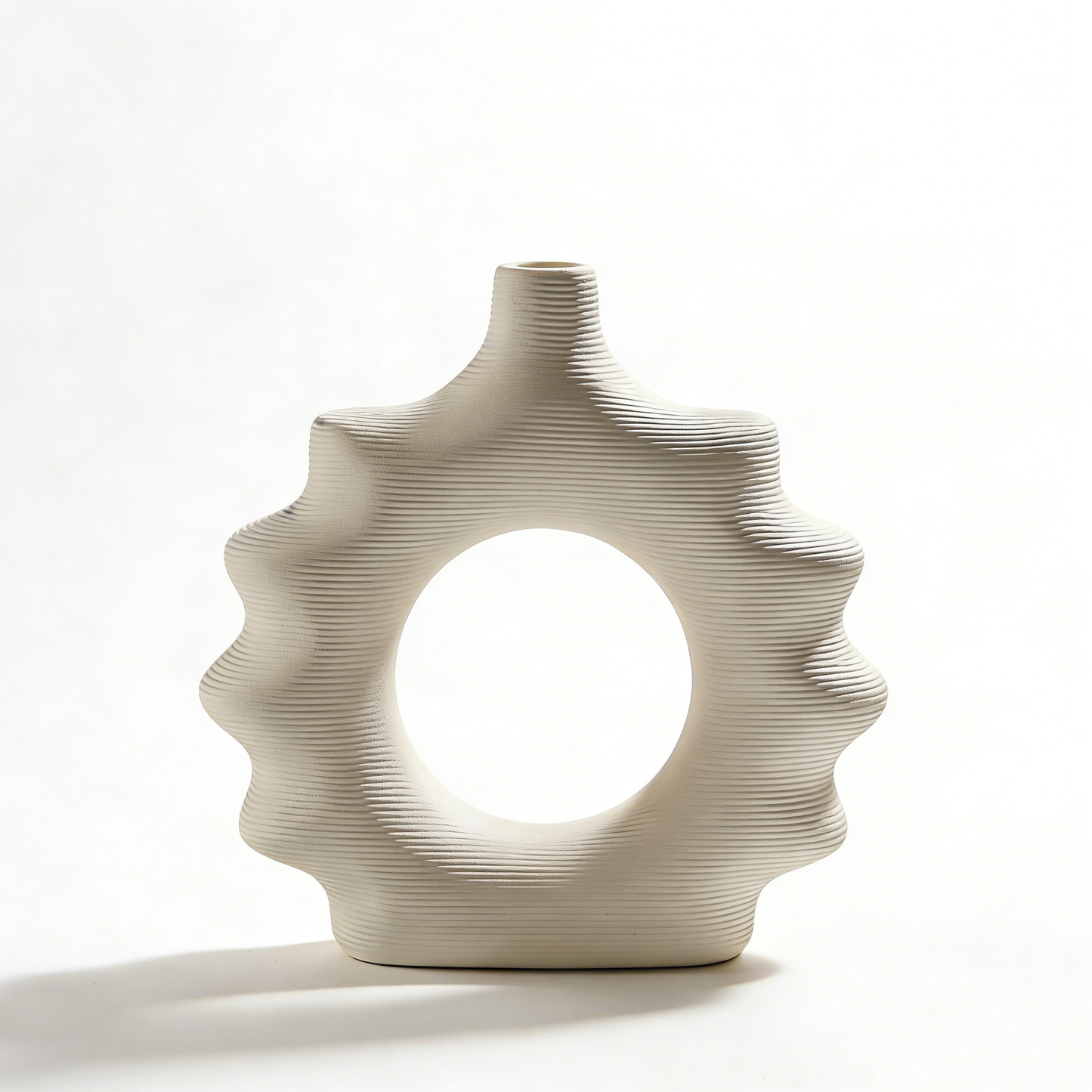 Minimalist Gear-Patterned Ring Art Vase