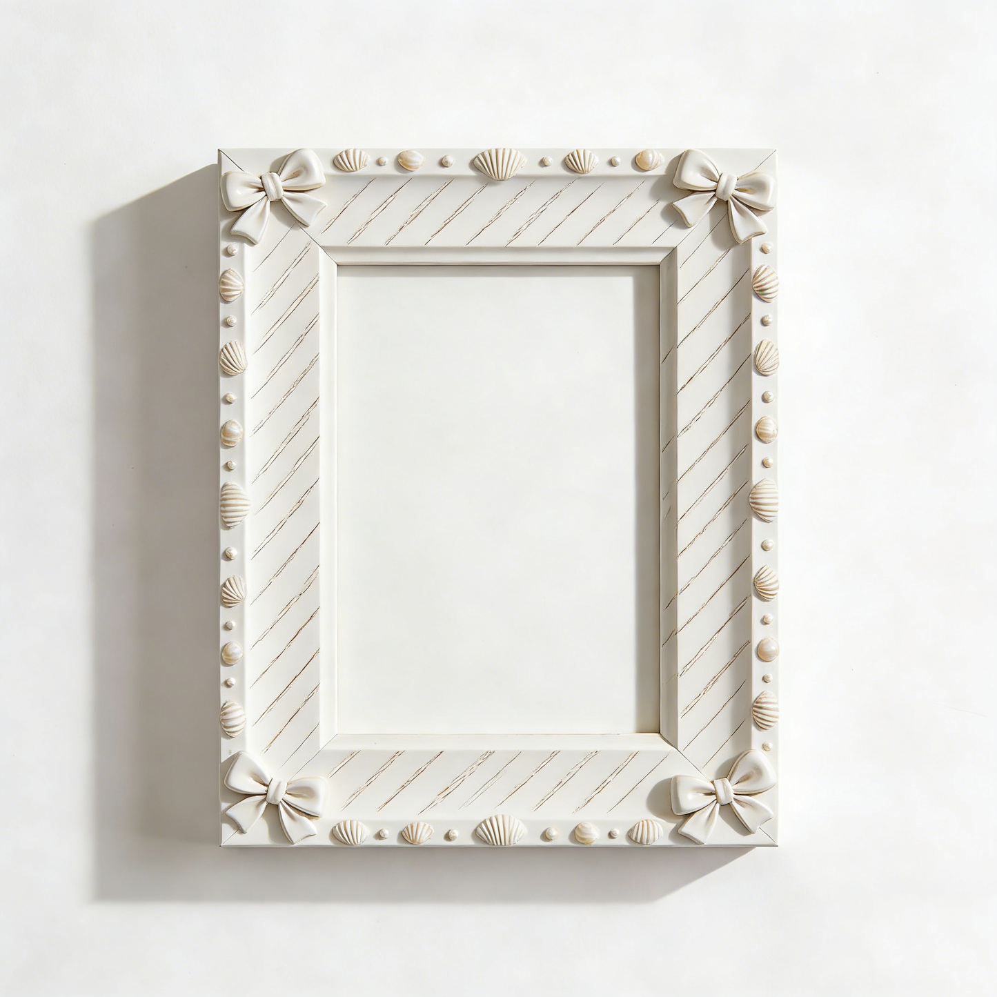 Bow & Shell Relief Diagonal Striped Photo Frame
