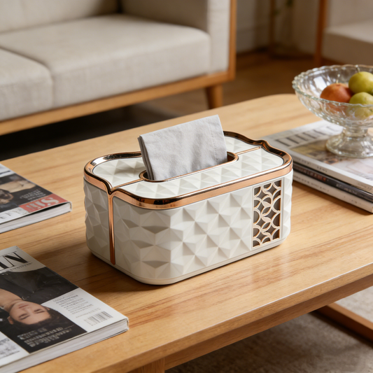 Diamond Pattern Gilded Cutout Tissue Box