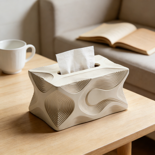 Flowing Wave Texture Beige Tissue Box