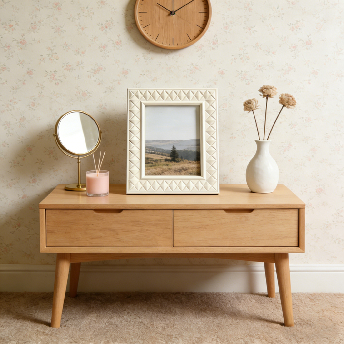 Geometric Diamond Relief White Photo Frame