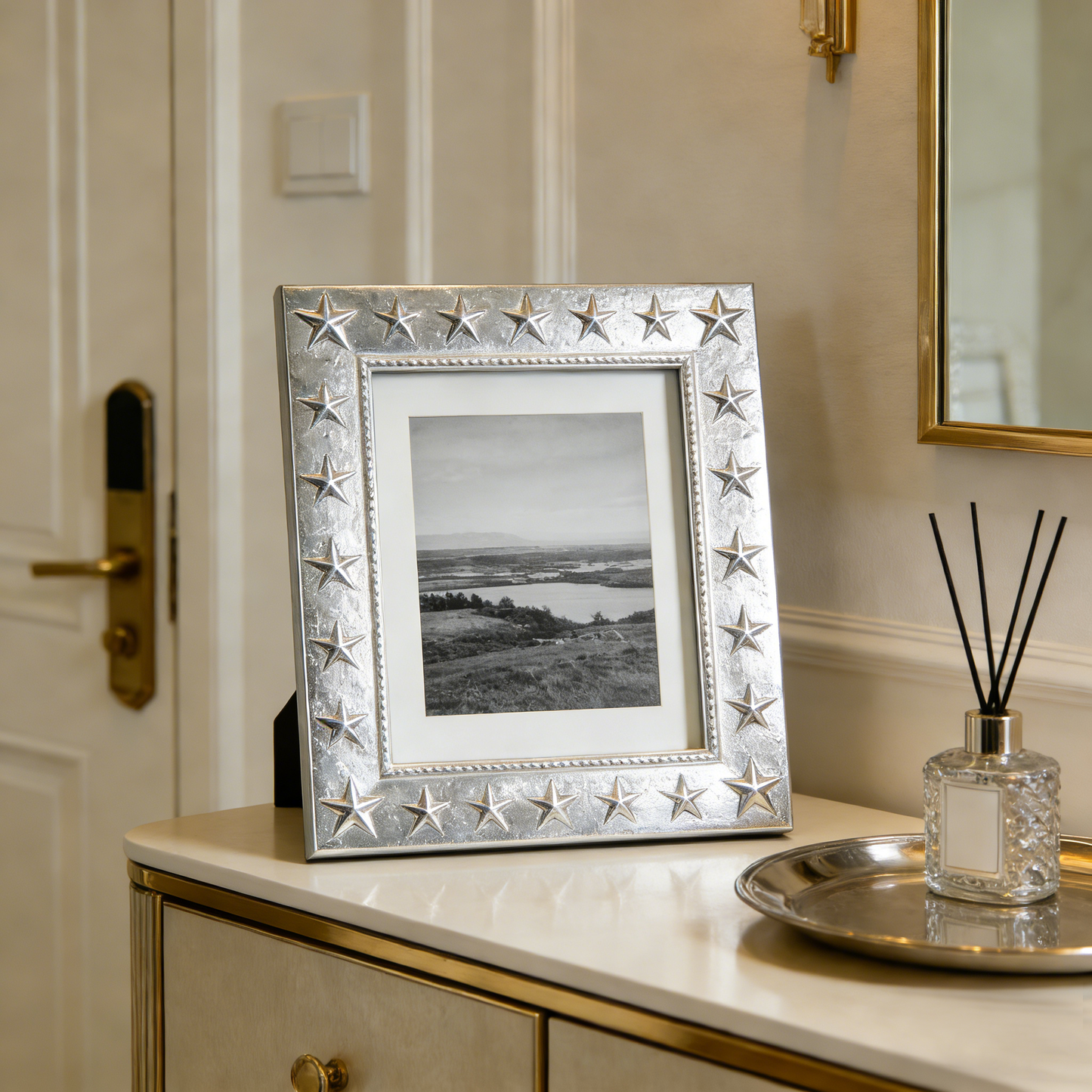 Silver Star Relief Metal Photo Frame